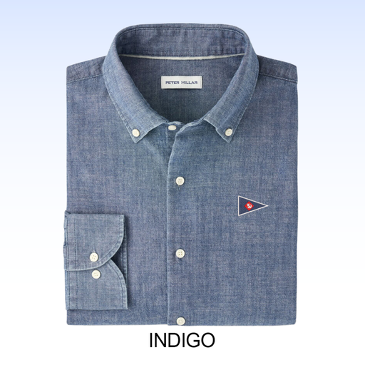 PETER MILLAR DEVONPORT CHAMBRAY COTTON-STRETCH SPORT SHIRT